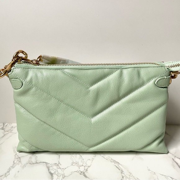 New Rebecca Minkoff Leather Edie Maxi Crossbody Shoulder Bag Mint Green - Picture 8 of 13